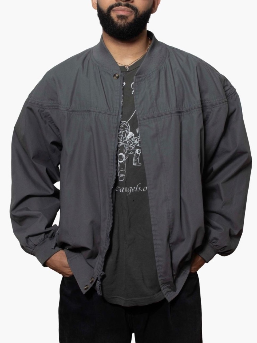 Oversized Grey Bomber Jacket